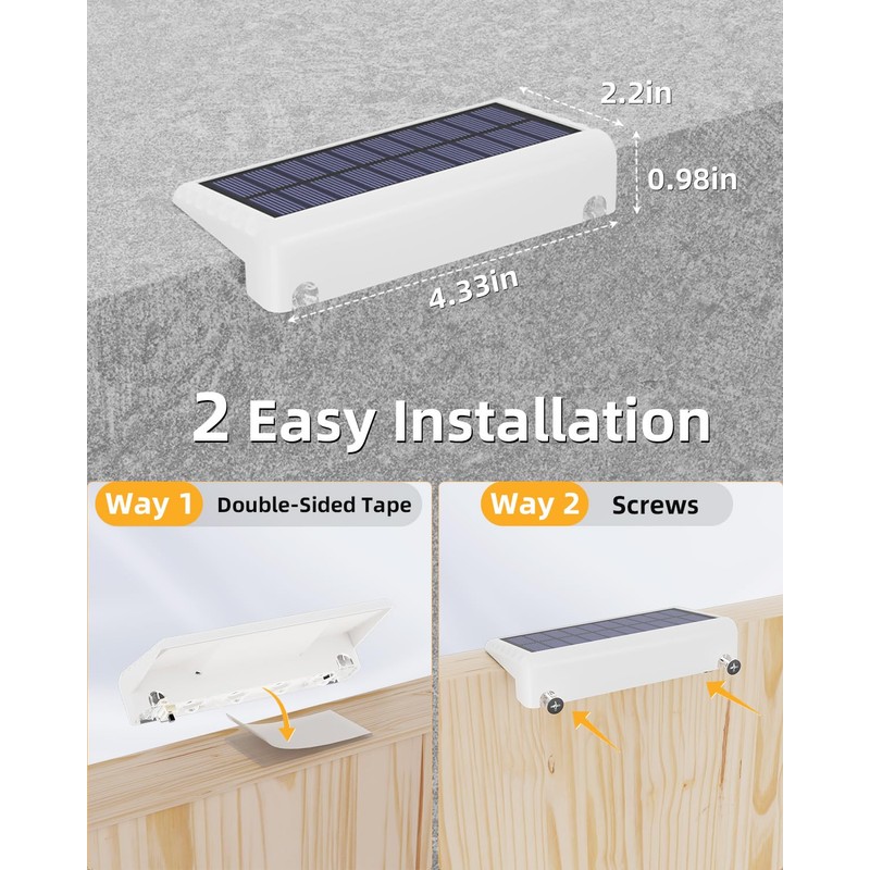 VOLISUN Solar Deck Lights 8 Pack, Warm White Glow LED