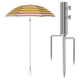 Herefun Parasol Stand with Lawn Spike, Ground Spike Parasol, Beach Umbrella Stand, Removable Parasol Holder, Garden Umbrella, Ground Spike for Fishing, Beach, Lawn