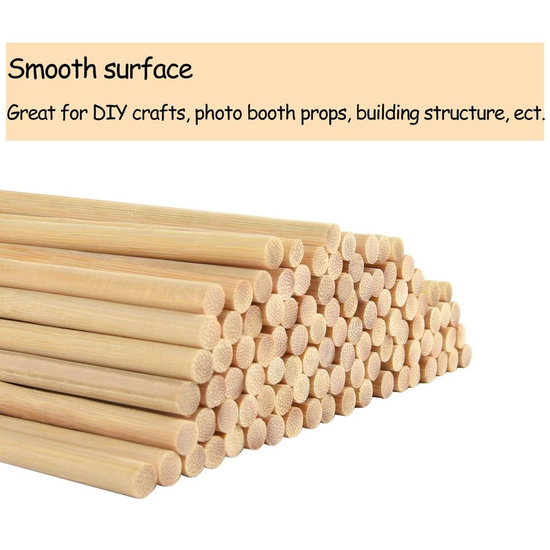 TUPARKA Dowel Rods, 150 Pack Natural Sticks Round Craft Wooden