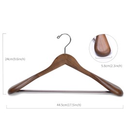 Nature Smile Luxury Wooden Suit Hangers 12 Pack Wood Coat Hangers Jacket Outerwear Shirt Hangers,with Extra-Wide Shoulder, 360 Degree Swivel Hooks & Anti-Slip Bar with Screw(Retro Color)