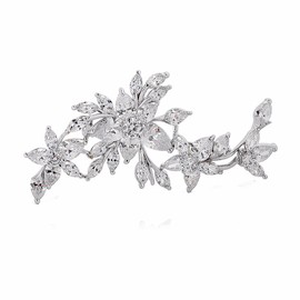 GULICX Silver Tone Zircon Flower Blossom Diamante Brooch Badge Pin Classic Design for Women