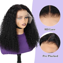 LUXEDIVA 13x6 Kinky Curly Lace Front Wigs 28 Inch 12A Brazilian Human Hair Pre Plucked with Baby Hair HD Transparent Lace Frontal Wigs for Women