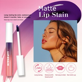 SHEBEEDO Lip Stain Peel Off, Lip Glosses Peel Off Tattoo Color, Matte Lip Stain With High Pigmented Longwear, Transfer Proof Lip Tint, Liquid Lipstick Makeup