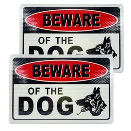 Beware of Dog Sign, Dog Warning Sign, UV Protected And Weatherproof, Indoor or Outdoor Use, Reflective Aluminum, 2 Pack