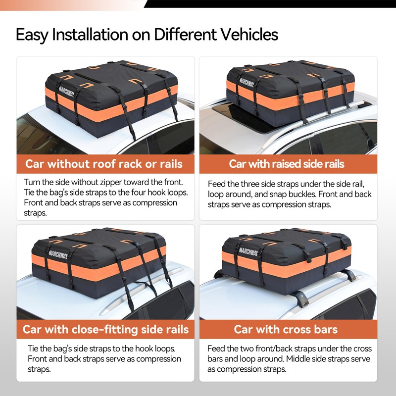 MARCHWAY Waterproof Car Roof Luggage Bag, Weatherproof Soft Shell Rooftop