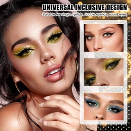 4Pcs Lazy Eye Shadow Eyelash Patch,3-in-1 Eyeshadow & Eyelash Makeup Stickers,Colorful Eyelash Makeup Stickers with False Lashes Shadow & Eyeliner,Makeup Stencils Sticker for All Eye Shapes (Black)