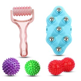 PMELCXD Essential Hand & Foot Massager Set - All-Inclusive Massager Kit for Optimum Stress Relief - From Handheld Facial Massager to Lacrosse Ball and Massage Ball - Versatile Foot Massager Roller