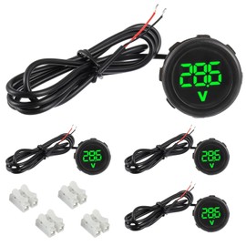 EPLZON 4pcs Digital Voltmeter DC 4-100V 2 Wires 3-Digit Detector LED Display Waterproof Digital Display Voltmeter for Car/Motorcycle/SUV/ATV/Marine (Green)