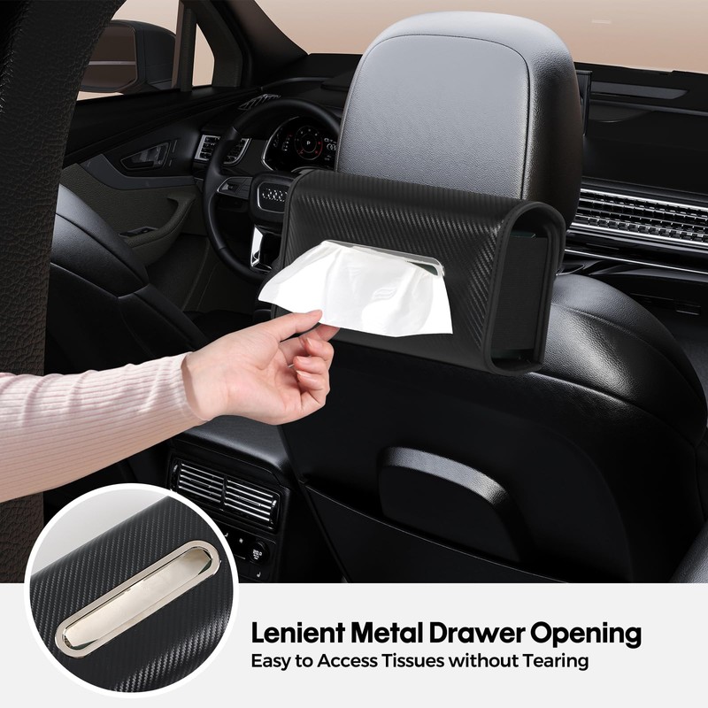 KZBHHP Upgraded Car Tissue Holder Premium PU Leather Tissue Box