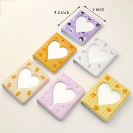 Nicunom 6 Pack Mini Photos Album Book for 2x3 Inch Films, Photocard Binder Album With Pendant, Heart Hollow Small Albums For Kpop Photo Cards Holder, 240 Pocket