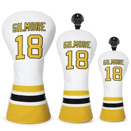 Golf Club Headcover 3 Wood Headcover Advanced Embroidery Gilmore Premium Leather Driver Fairway(FW) Wood Hybrid(UT) with Number Tags, Driver Fairway Wood Hybrid Cover (3pcs(DR+FW+UT))