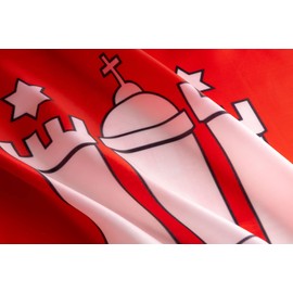 PHENO FLAGS Hamburg Flag - Federal State Flag with Brass Eyelets - 90 x 150 cm - Weatherproof Flags for Flagpole - 100% Polyester