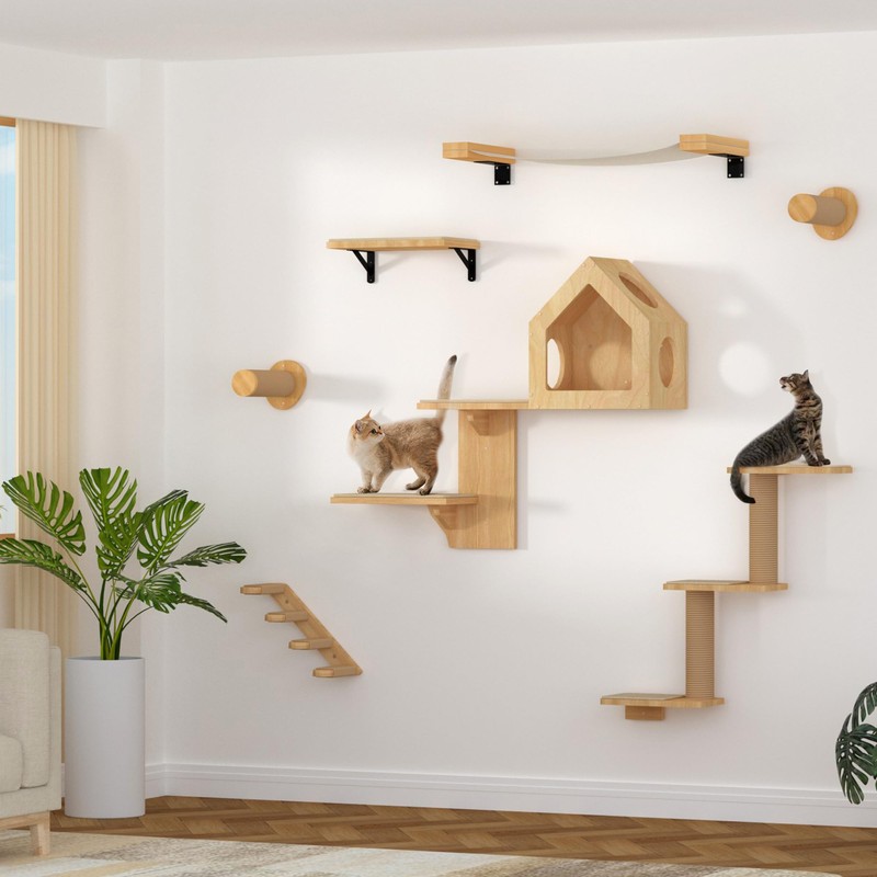 FUKUMARU Cat Wall Shelves, 3 in 1 Transformable Cats Scratching