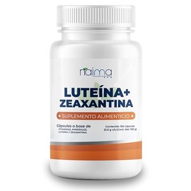 NAIMA Luteina y Zeaxantina 100 Cápsulas | Suplemento Alimenticio 100% Puro| Ingredientes Naturales, Sin Aditivos | Alta Absorción | Bienestar Ocular