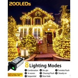 200 LED Christmas Decorative Lights, 9.8ft x 6.6ft Christmas Net Lights with 8 Modes, Connectable, Timer, Waterproof, Low Voltage Bush Mesh Lights for Christmas Decorations, Home, Wedding