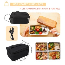 Fiambrera Portátil 22X18x10 cm Lonchera Portátil con Calentador de Alimentos, Horno Portátil con 2 Métodos de Calentamiento, Calentador de Alimentos Alimentado por USB, Tamaño Pequeño