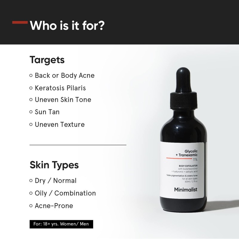 Minimalist 11% Glycolic acid & Tranexamic acid, AHA BHA Body