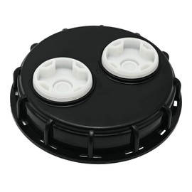 DUZFOREI IBC Tote Lids Water Tank Caps IBC Tote Lid Cap 6.5 Inch with 2" Plug Fine Thread for Chemical, and Other Industries, Black Double Blind Cover