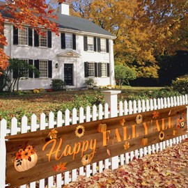 Welcome Fall Banner Decorations Autumn Pumpkin Yard Sign 120" x 20" Fall Party Supplies for Thanksgiving Decorations Outdoor Indoor Garden Lawn Porch Balcony Fence Garage Home Decor