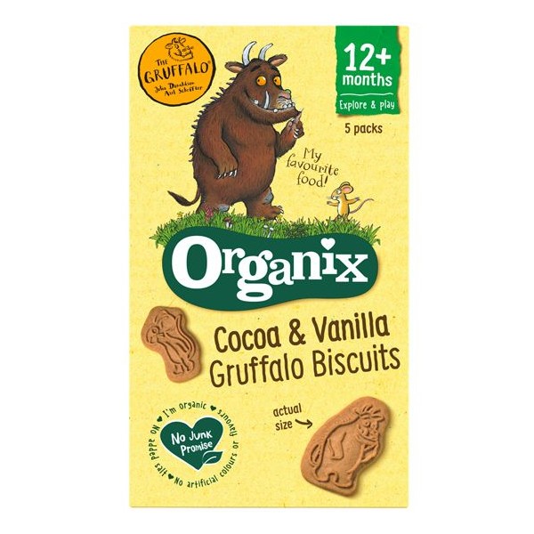 Organix Gruffalo Bio Vegetarian Biscuits Cocoa & Vanilla Flavor For 12+Months 5x20gr