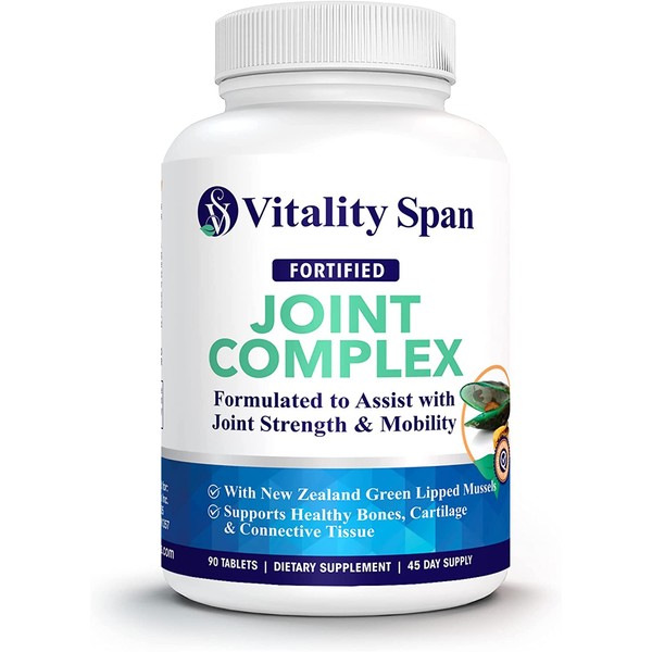 Vitality Span Joint Support and Relief Supplement - Glucosamine Chondroitin MSM, Antioxidant, Vitamins, Zinc & Copper. Efficient Joint Relief for Back, Knees & Hands. 90 Veg Tablets