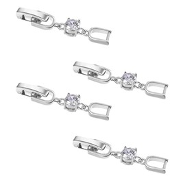 Lovejftty Silver Necklace Bracelet Extender for Women, 4pcs Cubic Zirconia Foldover Extension Jewelry Clasps for Jewelry Making