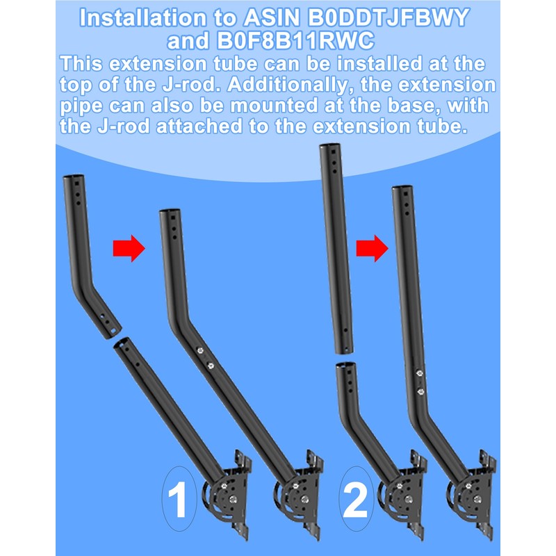 14'' Antenna Pole Mount Extension Tube with Two Mounting Holes,