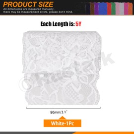 Rustark 1Pcs 5 Yard x 3.15 Inch White Lace Fabric Stretch Elastic Trim Lace Fabric Sewing Lace Trim Vintage Lace Trims Lace Ribbon for Craft Sewing Making Gift Wrapping Wedding Decorations