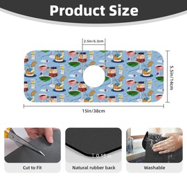 Kitchen Faucet Absorbing Mat Sink Splash Guard Behind Faucet Drip Catcher for Bathroom,Sink Mat, Dish Drying Mat, Bathroom 15" X 5.5" (Cocktail, 5.5"L x 15"W)