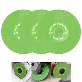 WENHUALI 4.5 Inch Diamond Rock Slab Grinding & Cutting Disc - 3 Pcs Angle Grinder Blade with 7/8" Arbor for Marble, Quartz, Ceramic, Glass, Tile, Jade & Rock Slab Trimming