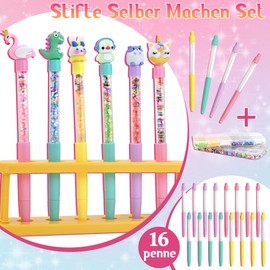 FEMBW Make Your Own Pens Set Children, 16 Pens Set with 80+ Accessories, Craft Set Children from 6 Years, 3D Creative Crafts, Children's Birthday Party for 5-12 Years Girls Boys
