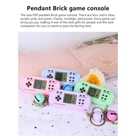 CZT Mini Brick Console Creative Keyring Retro Block Console Backpack Hanging Jewellery with 26 Games for Leisure and Puzzle Children's Gifts Portable Pocket Game Console (Blue)