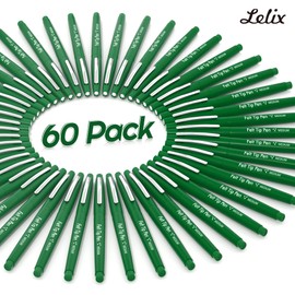 Lelix Felt Tip Pens, 60 Green Pens, 0.7mm Medium Point Felt Pens, Felt Tip Markers Pens for Journaling, Writing, Note Taking, Planner, Perfect for Art Office and School Supplies