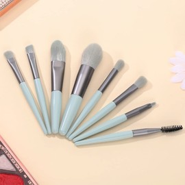 Makeup Brushes 8 Pieces Makeup Brush Set, Makeup Brushes Foundation Blend Blush Concealer Eye Shadow Blend Eye Liner Makeup Brush Set for Travel Makeup Bag (Gray-green)