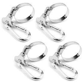 Foyods Pack of 4 flagpole mounting ring clips, adjustable flagpole rings for boat, stainless steel flagpole rings, flagpole rings made of with clip, for boat, yacht, truck, off-road vehicle, garden,