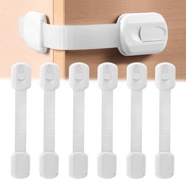 Qgond 6-Pack Baby Proof Cabinet Locks – No Drill Adjustable Safety Straps for Fridge, Oven, Toilet Seat, Drawers & Doors | Child & Pet Proofing, Multi-Purpose Home Security