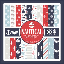 Nautical Scrapbook Paper: Coastal Beach Themed Craft Paper Pad For Scrapbooking, Mixed Media, Decoupage, Junk Journals & Paper Crafts; 8.5 x 8.5"