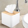 Plomevry Square Tissue Box Tissue Box with Wooden Lid Household