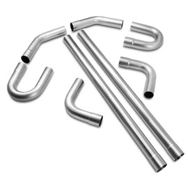 YOLANDO 2.25'' Mild Steel Custom Exhaust Kit 16 Gauge Tubing Mandrel Bend Pipe Straight & U-Bend Universal 8PCS