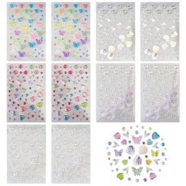 10 Farbige Strass-Gesichtsaufkleber, Selbstklebende Glänzende Aufkleber, Gesichtskosmetik, Kreative Dekorative Gesichtsaufkleber.