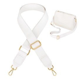 PH PandaHall Adjustable Leather Bag Handle, 32.6~54 inch Handbag Strap 1.5 Inch Wide Purse Strap White Replacement Handle for DIY Women Handbag Messenger Bags Shoulder Bags, Golden Buckles