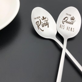 Anniversary Valentines Gifts for Couples Queen and King Spoon Set Wedding Engagement Gifts for Couples Christmas Birthday Gifts for Husband Wife Boyfriend Girlfriend Him Her