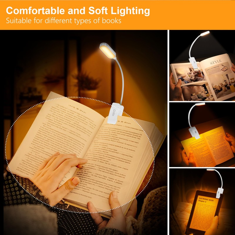 Gritin 16 LED Rechargeable Book Light for Reading in Bed-