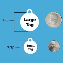 Dog Tag Art Hot Dog Custom Pet ID Tag for Dogs and Cats, Silent Polymer Coated Stainless Steel Nametag with Customized Identification Information - Small .875" Diameter