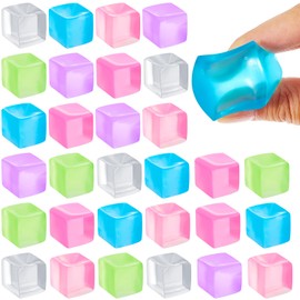 Poen 30 Pcs 0.98 x 0.98 inches Stress Cube Toys Party Favors Gifts Fidget Stress Relief Sensory Cube Toys for Adults, Random Colors (Macaron Color)