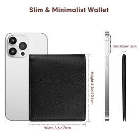 luseyfj Mens Slim Bifold Wallet with ID Clear Window & 6 Credit Card Slots, Minimalist Handmade Bifold Wallets for Men, Thin Card Credit Holder Wallet for Men - Slim & Stylish (Black)