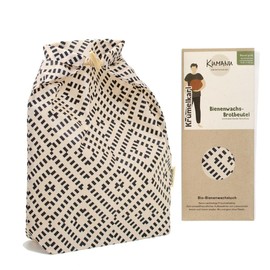 Kumanu |Organic Beeswax Cloth - Bread Bag Krummelkarl | H 35 cm x W 29 cm | with Stand Base and Closure | Naturally and Plastic-Free | Handmade in Tyrol (Diamond L)
