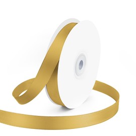 KMER LIFE 5/8" Wide x 50 Yards Golden Single Faced Polyester Satin Ribbon, Golden Satin Ribbon Perfect for Wedding Decor, Wreath, Crafts, Gift Wrapping & Other Projects (Golden)