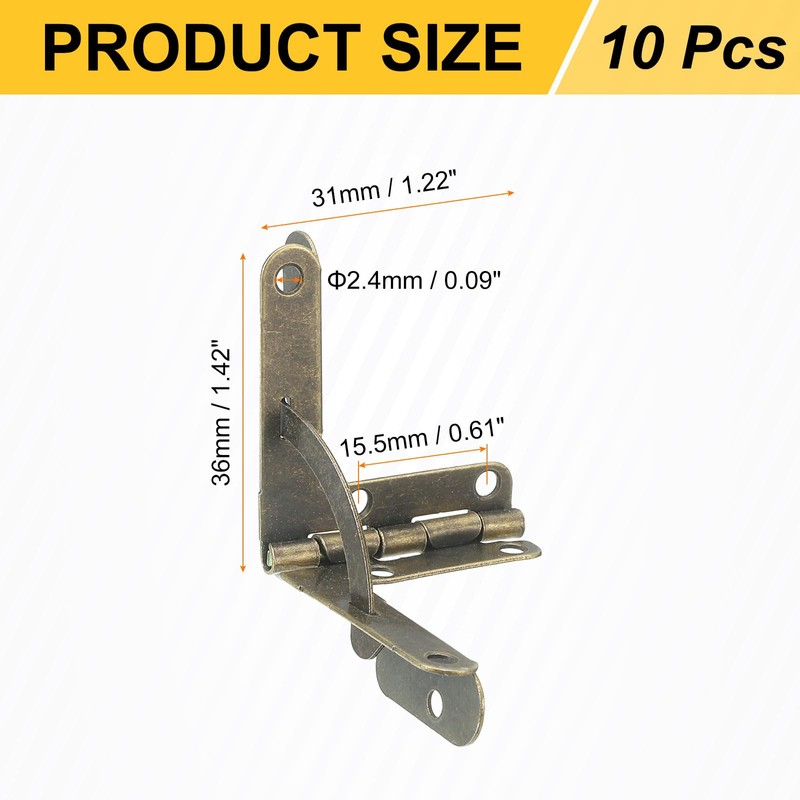 sourcing map 10Pcs Box Quadrant Hinge, 31x36mm Box Hinge Cases