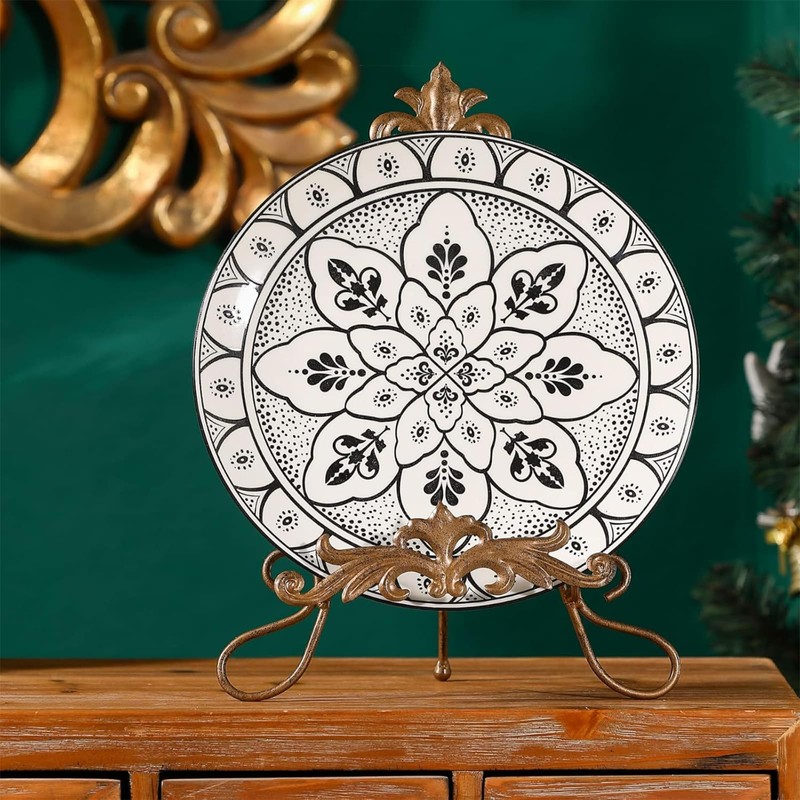 Wenbery 13.8" H Fleur-de-Lis Easel Stand,Metal Book Stand, Plate Holder